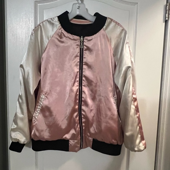 Reversible embroidered satin floral bomber jacket - Picture 3 of 5